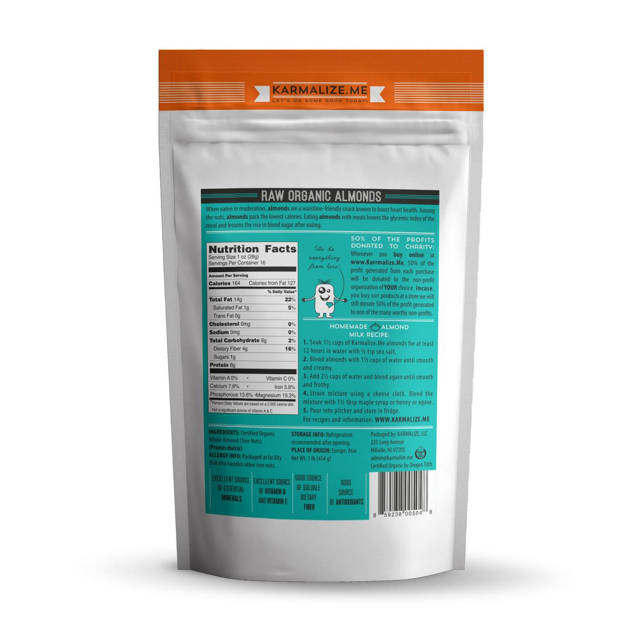 Amêndoas Cruas, Inteiras e 100% Biológicas - 450g