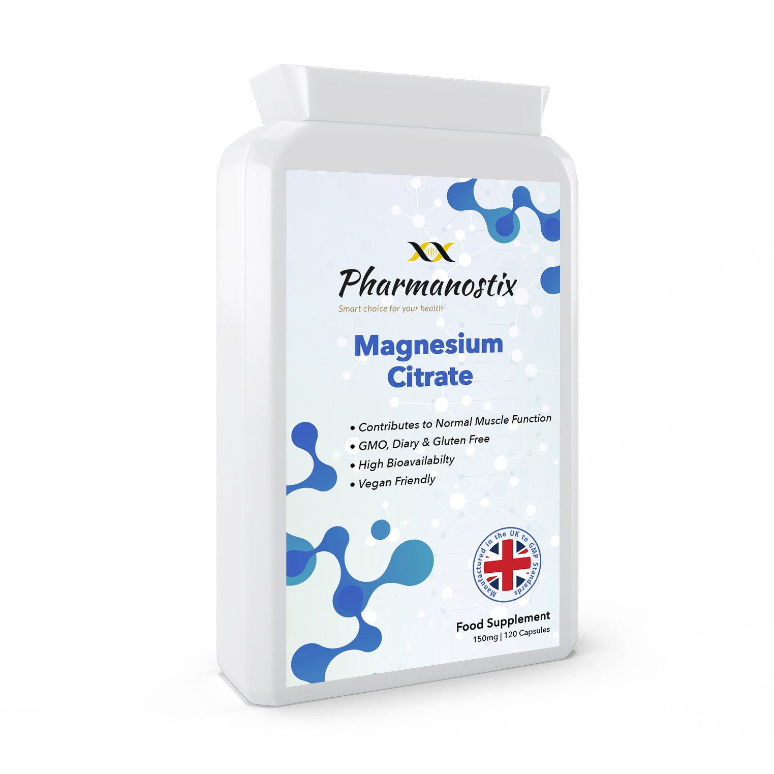 Citrato de Magnésio 500mg 120 Cápsulas Vegan