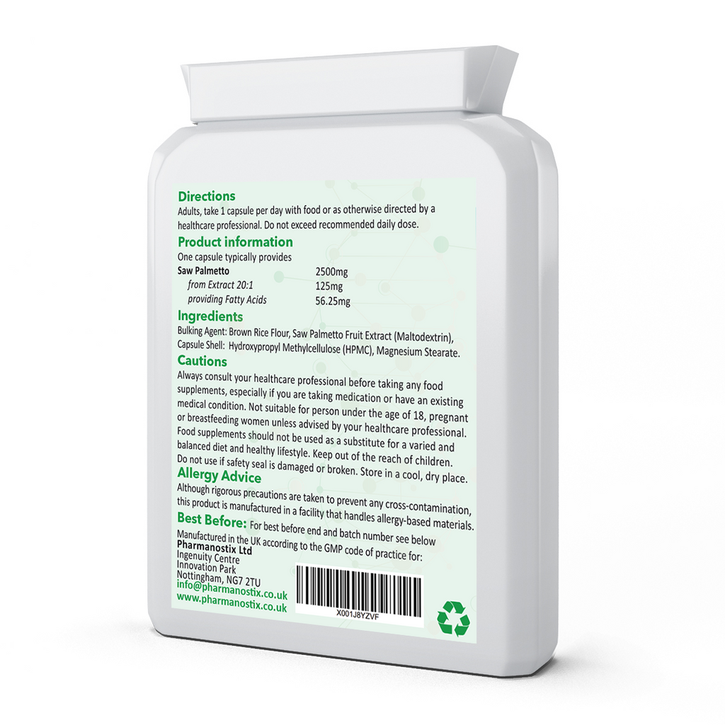 Cápsulas Saw Palmetto - 2500mg x 90 Cápsulas Vegan