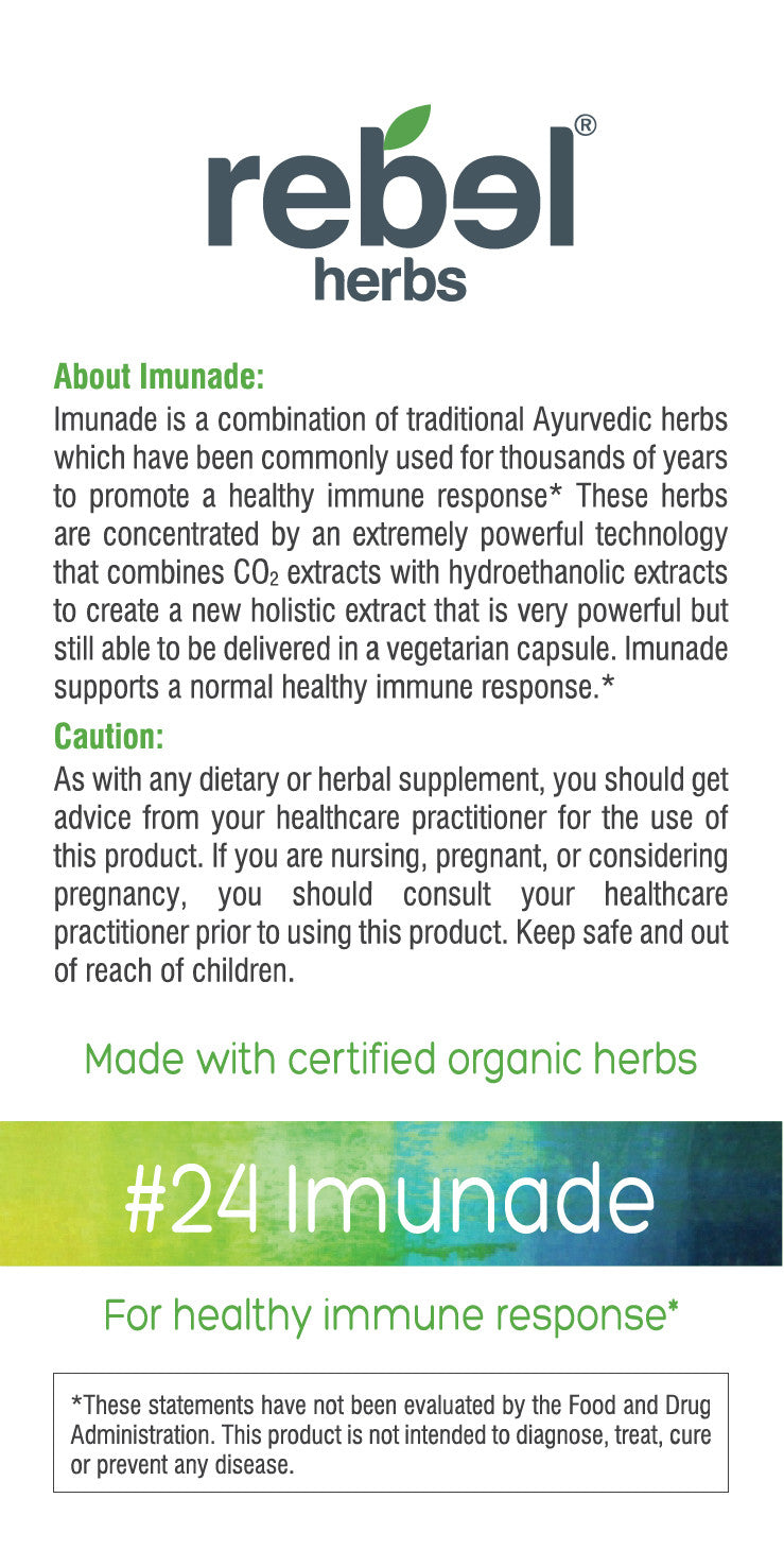 Cápsulas Vegetarianas Rebel Herbs Organic Imunade - 60 Unidades